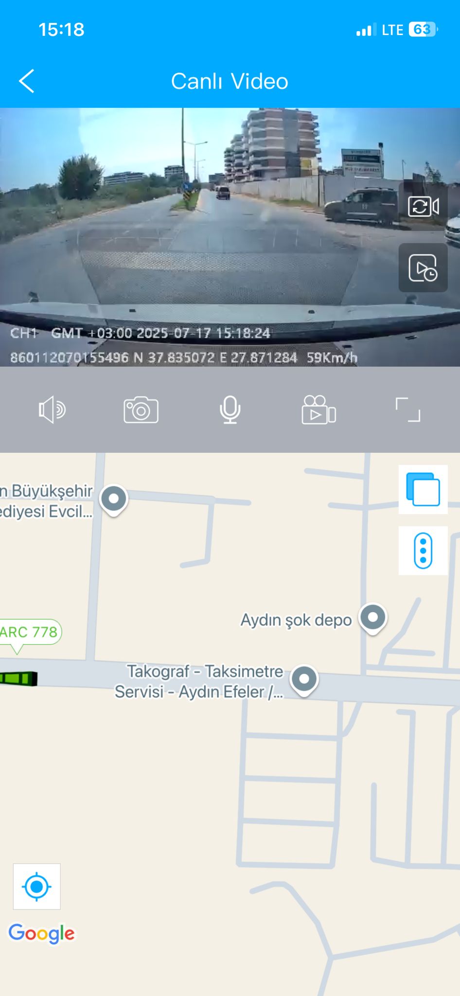 ARAÇ İÇİ CANLI KAMERA İZLEME KAYIT VE TAKİP CİHAZI