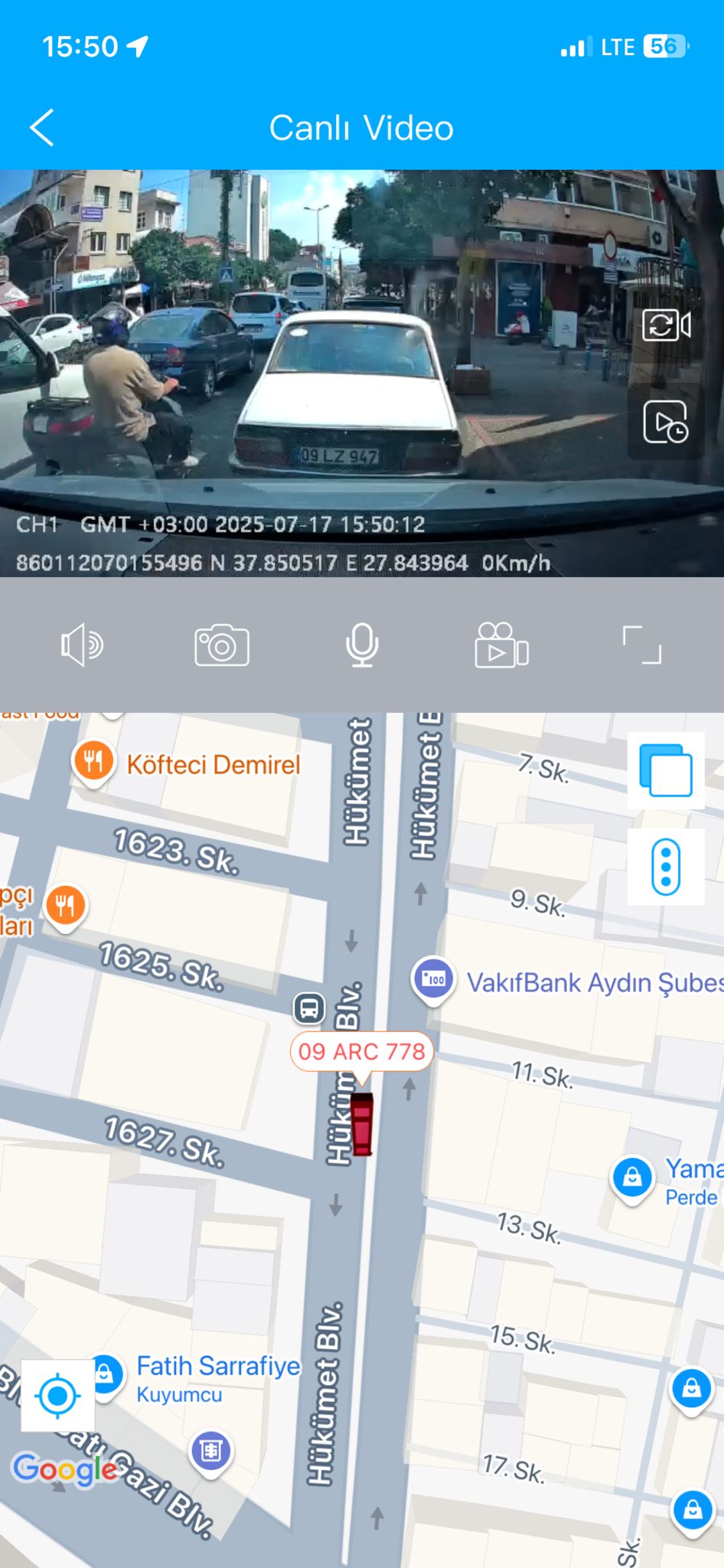 ARAÇ İÇİ CANLI KAMERA İZLEME KAYIT VE TAKİP CİHAZI